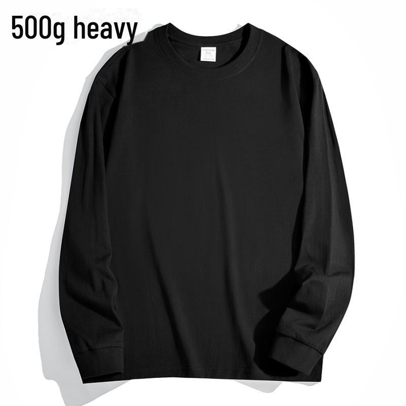 PulseTrade Heren T-shirt met lange mouwen van zwaar 500 g puur katoen, bruin – perfect voor koppels in de lente en herfst L for 125-140 jin