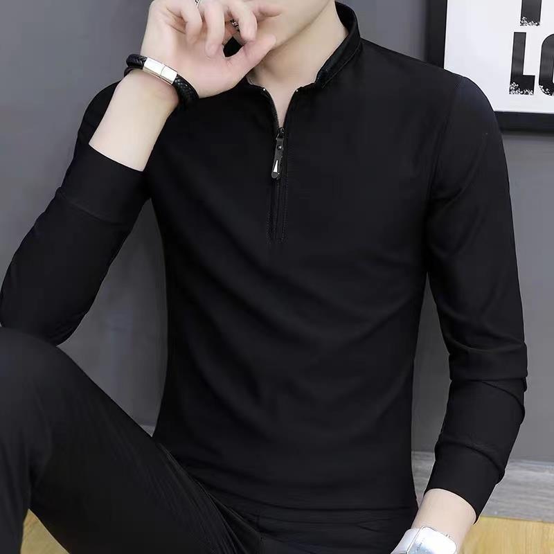 VantaGoods Heren Slim Fit Polo Top met Lange Mouwen, Opstaande Kraag en Ritssluiting - Lente/Herfst Trend L (90-105 jin)