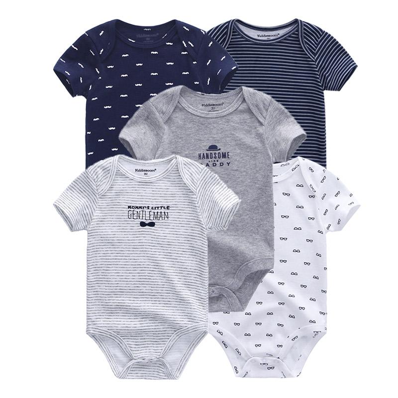 KIDDIEZOOM 5 Stuks Zomer Zachte Katoenen Baby Rompertjes Cartoon Print Baby Jongen Meisje Jumpsuit Kleding 9M