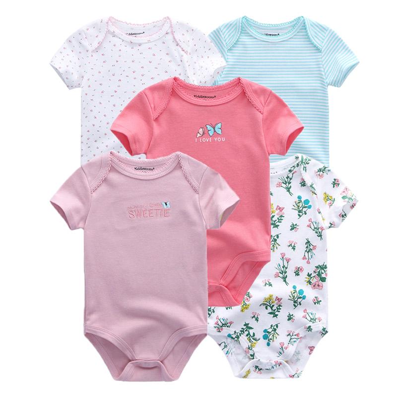 KIDDIEZOOM 5 Stuks Zomer Zachte Katoenen Baby Rompertjes Cartoon Print Baby Jongen Meisje Jumpsuit Kleding 6M