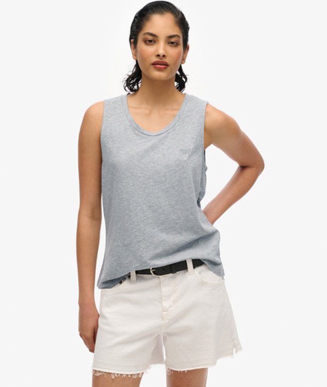 Superdry Tanktop met Laag Uitgesneden Ronde Hals Grijs