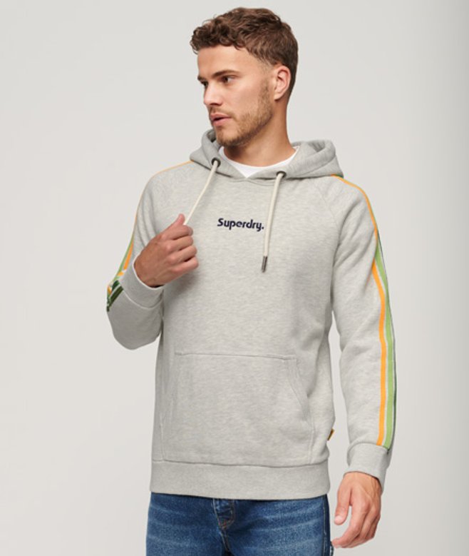 Superdry Terrain Hoodie met Logo en Gestreepte Mouwen Lichtgrijs