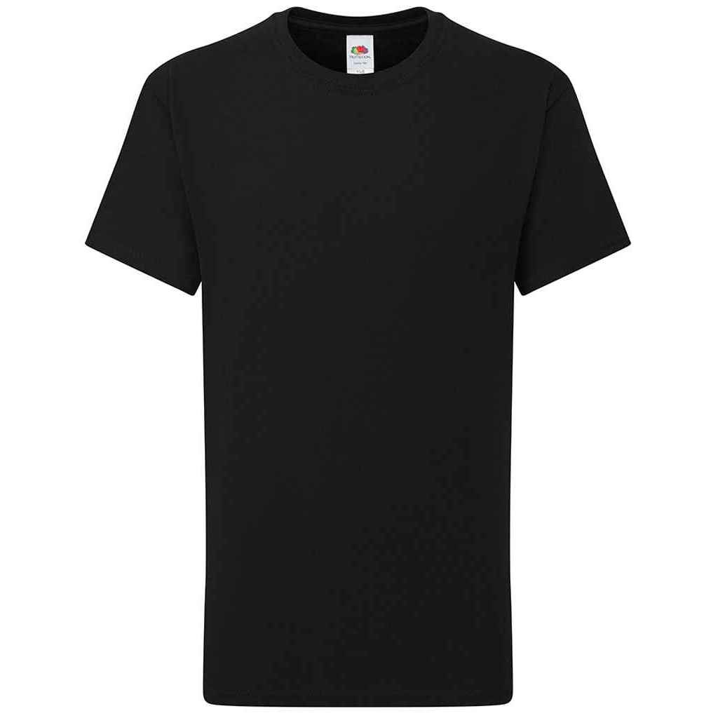 Fruit Of The Loom Childrens/Kids Iconic 195 Plain T-Shirt 5-6 Years zwart