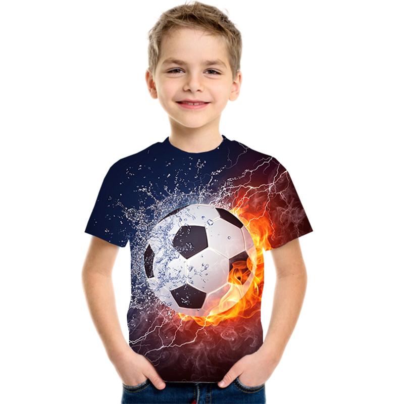 HerSight Korte mouw zomer grappig voetbal kinderen shirt 3D kinder T-shirts casual ballen kleding jongens meisjes tee 150