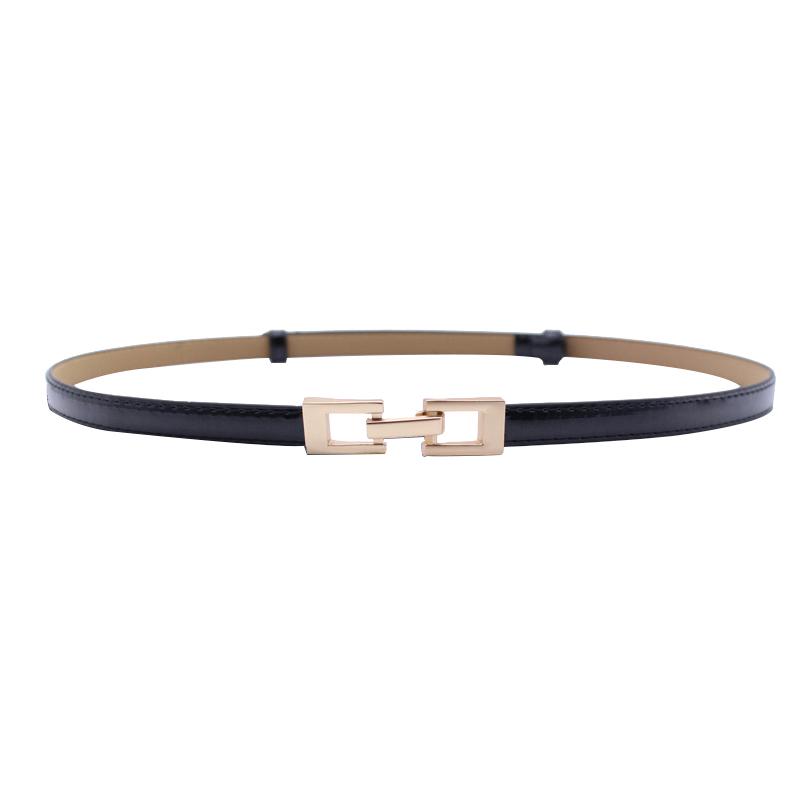 R&N Fashion 2 Moderiemen voor dames Dunne verstelbare riem PU-leer Jurktailleband Dame Vierkante gespriem zwart