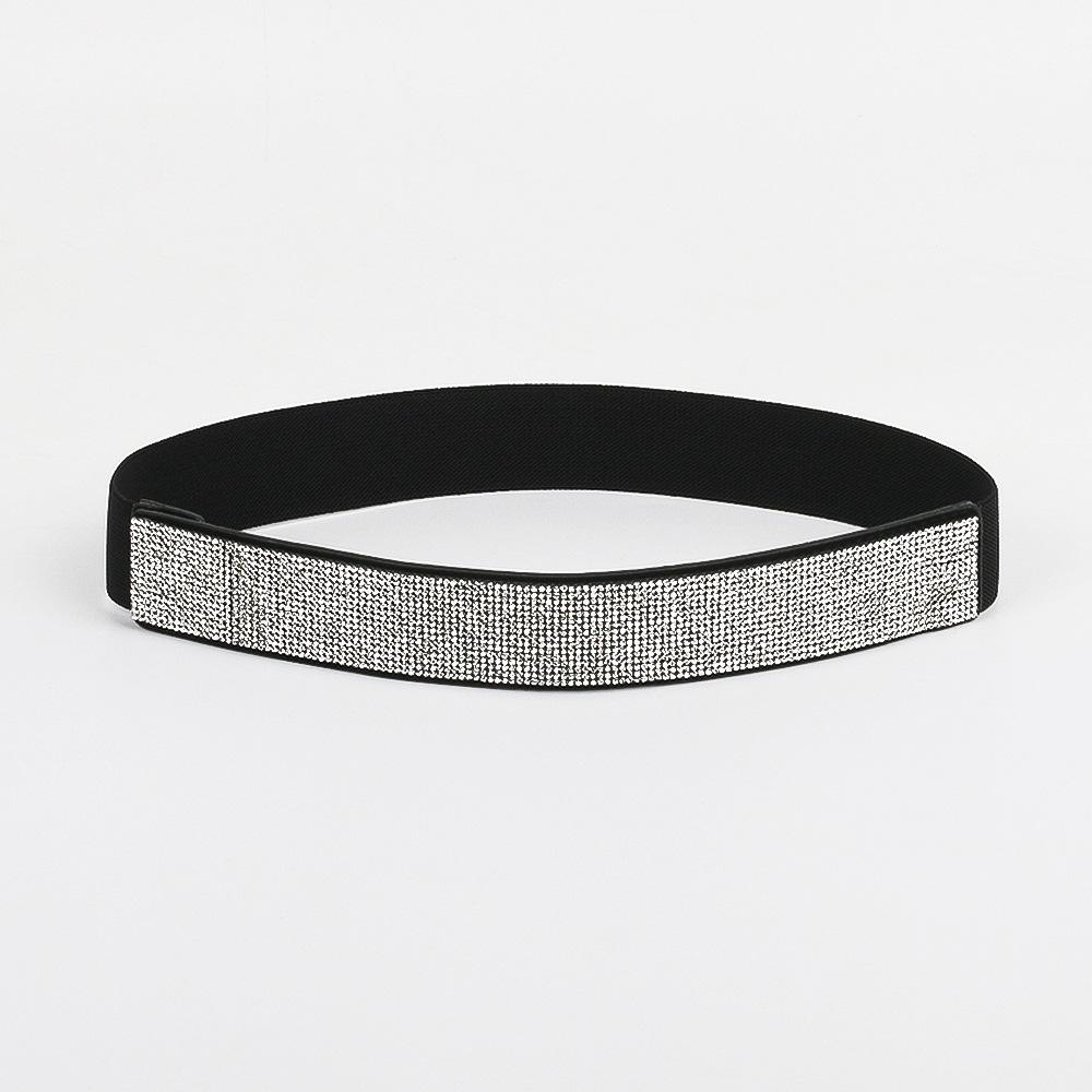 Lobin Knitting Strass elastische brede riem Flash Diamond Veelzijdige tailleband voor dames Modieuze elastische riem