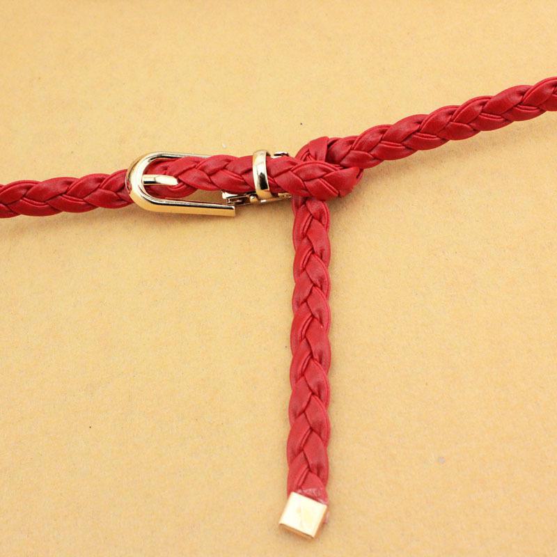 AI Supermarket Koreaanse PU geweven dunne riem voor dames - Lente & Zomer Modeaccessoire rood