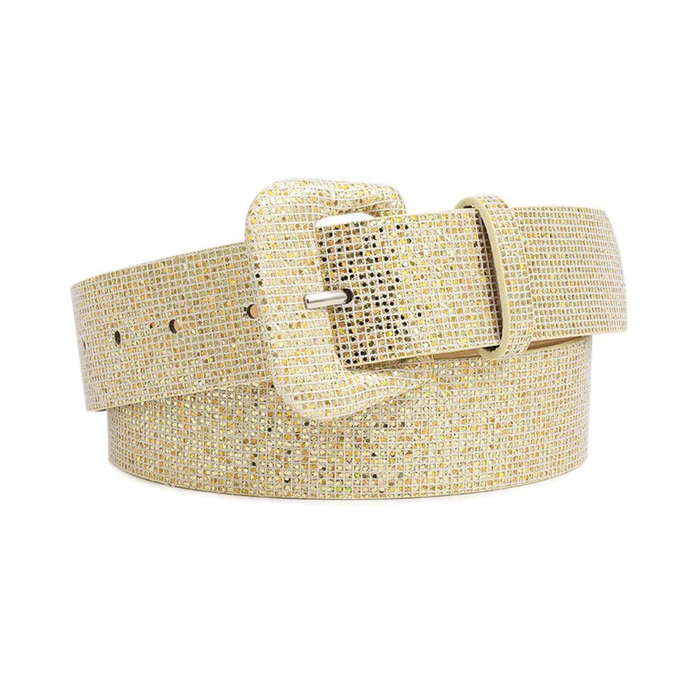 HaMingzhan Casual Vintage Decoratieve Tailleband Pin Gesp Tailleband Broek Jurk Riemen Glanzende Pailletten Riem goud