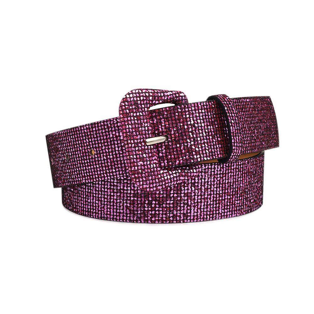 HaMingzhan Casual Vintage Decoratieve Tailleband Pin Gesp Tailleband Broek Jurk Riemen Glanzende Pailletten Riem helder roze