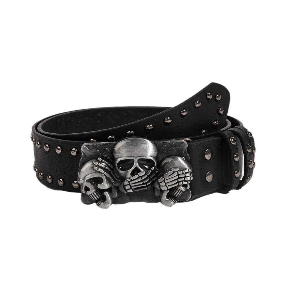 Gqcsxn Versatile Skull Belt Casual Snap on Waist Belt Y2k Rivet Belts  Unisex A