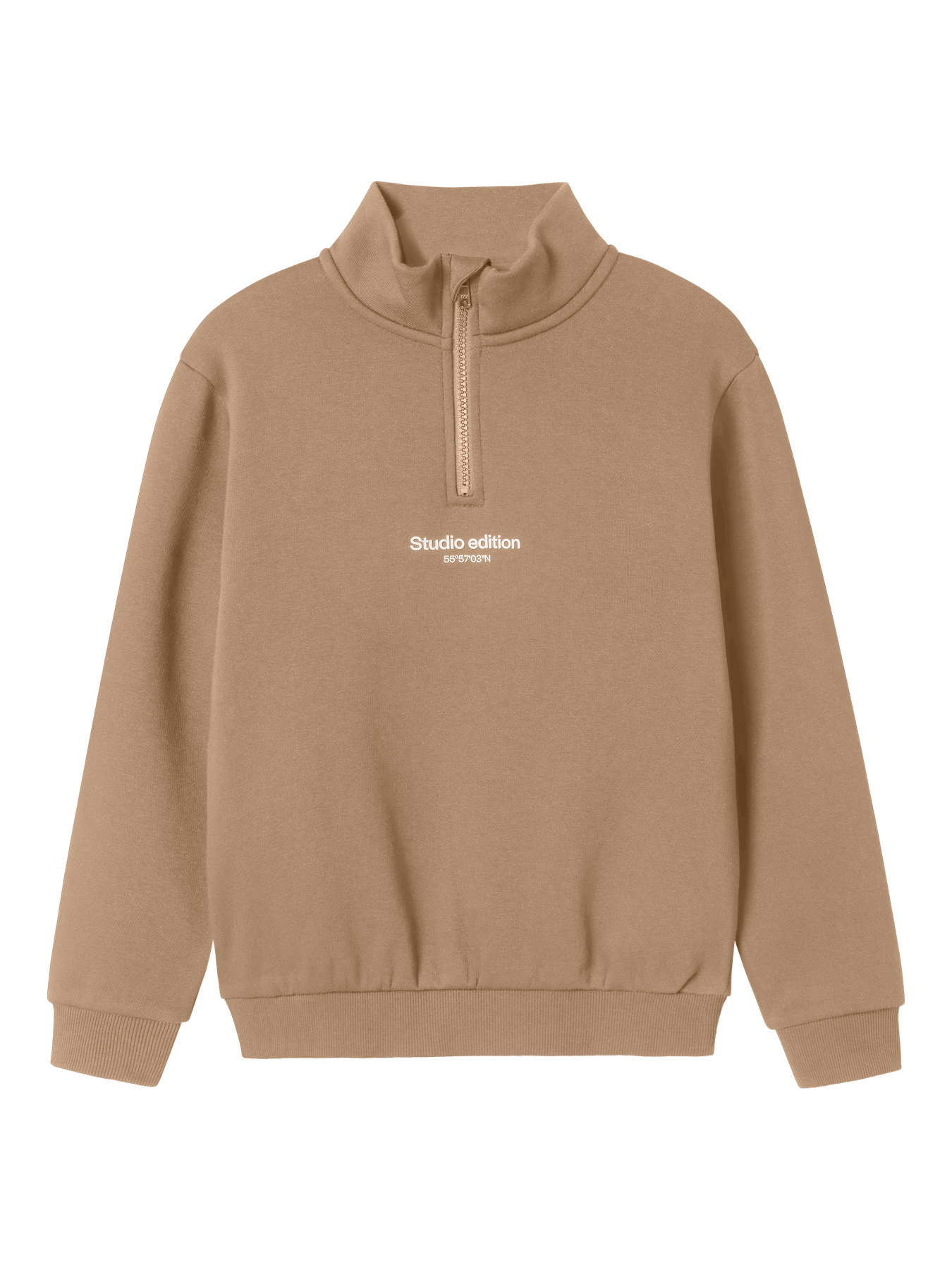 Name it winter sweater jongens - taupe - regular fit, zip - NkmBrody