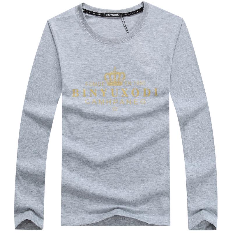 Mens Fashion S-5XL Heren T-shirt met lange mouwen, ronde hals, katoen, winter, casual T-shirt, groot formaat, losse trui M grijze kleur