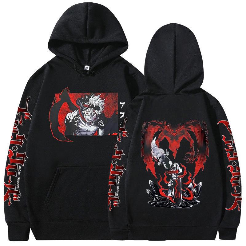 TENJINGE Trendy Japanse Anime Black Clover Hoodie Asta Dubbelzijdig Grafische Sweatshirts Harajuku Vintage mannen Casual Oversized Hoodies Koppels XXL