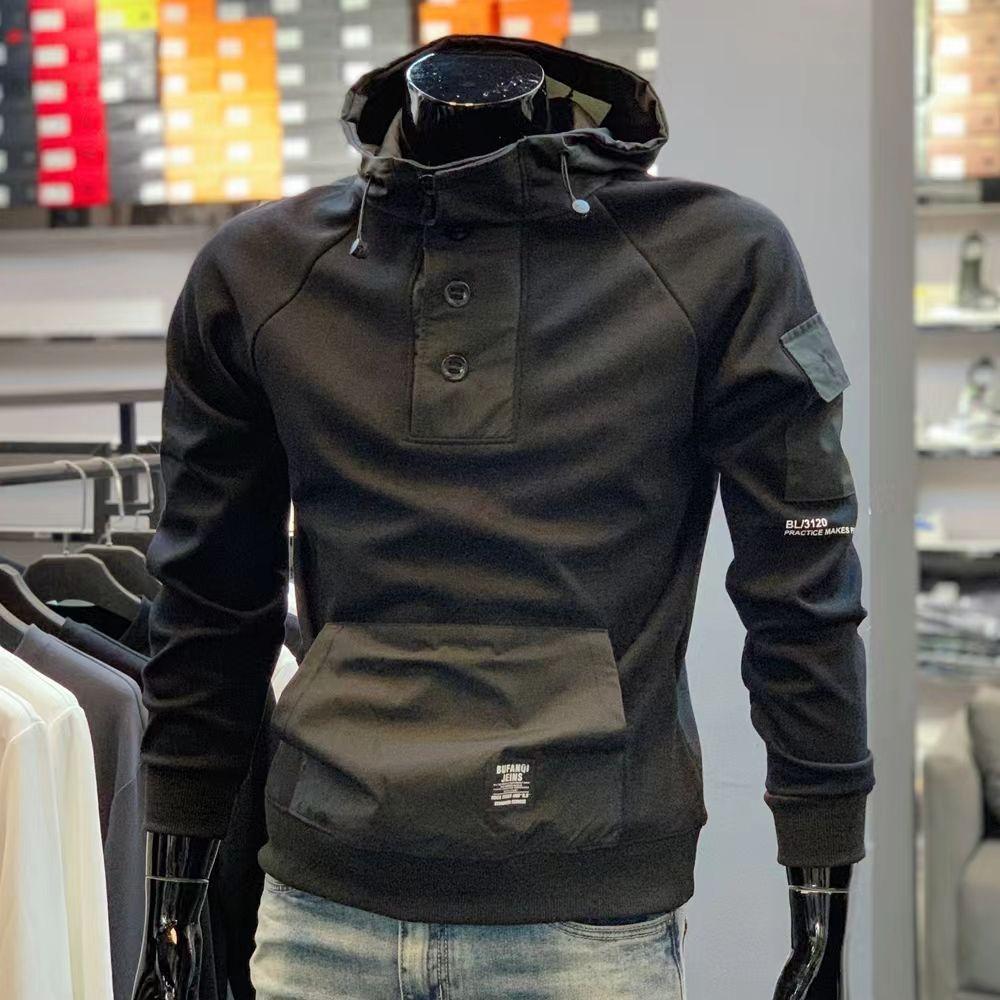 WTEMPO Herenhoodie Veelzijdige lente- en herfstmode Slanke dunne capuchonjas M zwart