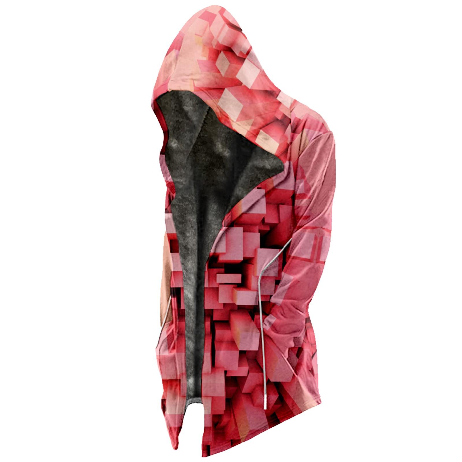 Niubiplus Heren bedrukt fluweel verdikt lang jack Casual groot formaat herenjack met rits XL roze