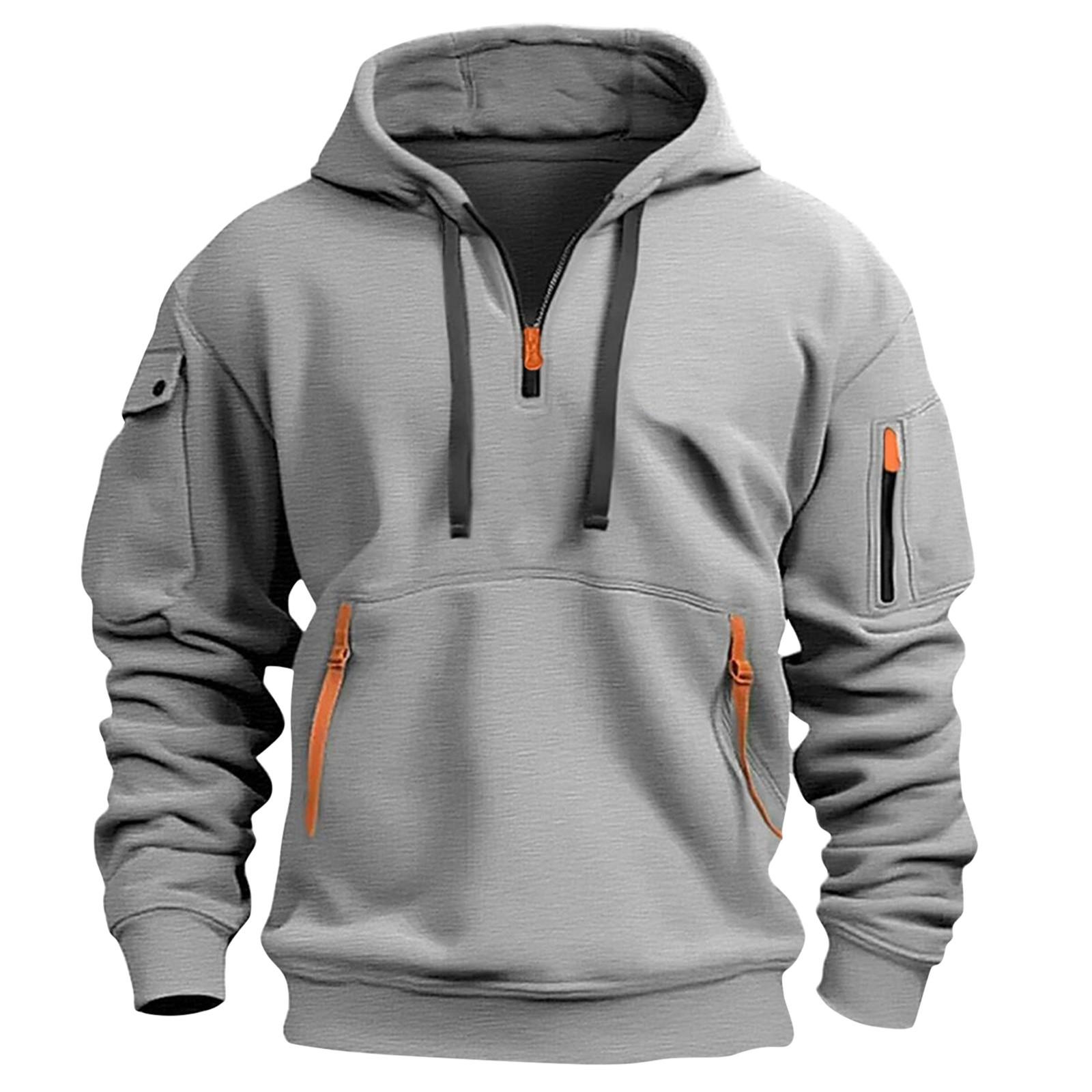 Ren Bag Heren Sweatshirt Hoodie Rits Arm Zak Cardigan Heren Sport Grote Maat Casual Hoodie M lichtgrijze kleur
