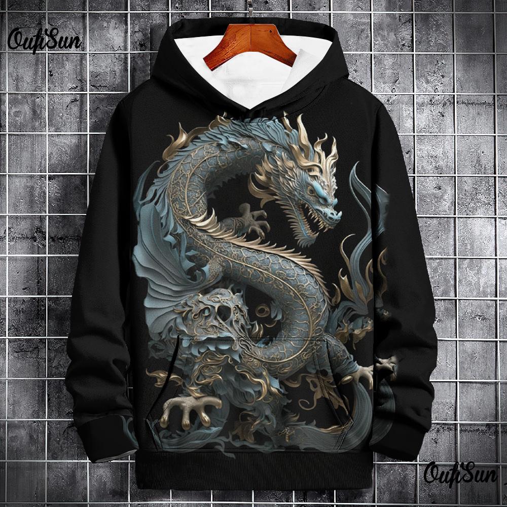 ETST 013 Nieuwe hoodies voor heren 3D-dierenprint drakenprint hoge kwaliteit herentrui dagelijks casual lange mouwen losse oversized sweatshirts 6XL