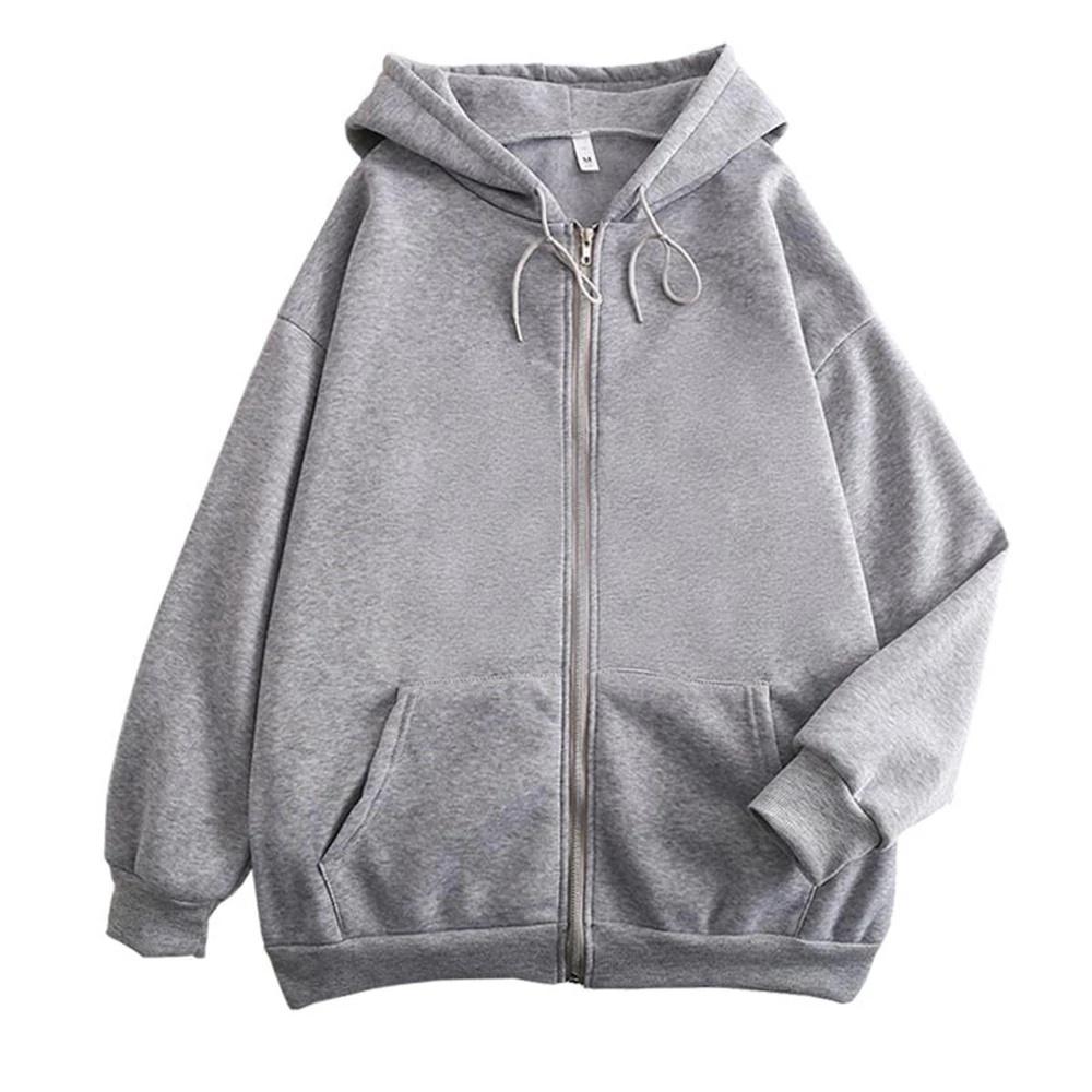 King Billion High Street Hoodie Heren Effen Kleur Ritssluiting Lange Mouw Losse Jas Jassen Casual Capuchon Sweatshirt Y2K Mode Outdoor Kleding M grijze kleur