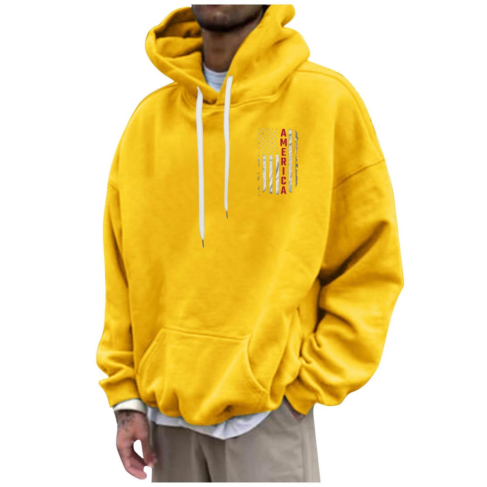 Niubiplus Los bedrukt sweatshirt met capuchon voor heren Casual mode-sportsweatshirt voor heren XL geel