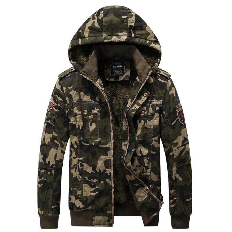 MILL MALL Casual herenjack Camo-print katoenen jack met lange mouwen en capuchon 6XL