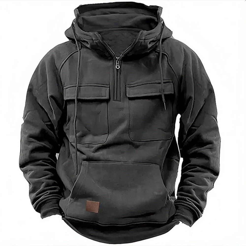 AI Supermarket 2024 Heren Multi-Pocket Rits Hoodie - Lente/Herfst Casual Sport Sweatshirt M donkergrijze kleur