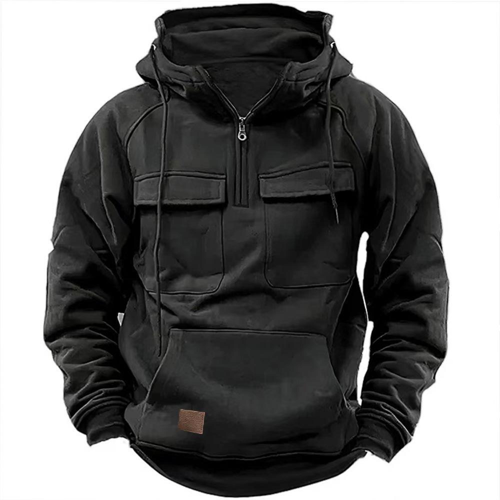 AI Supermarket 2024 Heren Multi-Pocket Rits Hoodie - Lente/Herfst Casual Sport Sweatshirt XXXL zwart