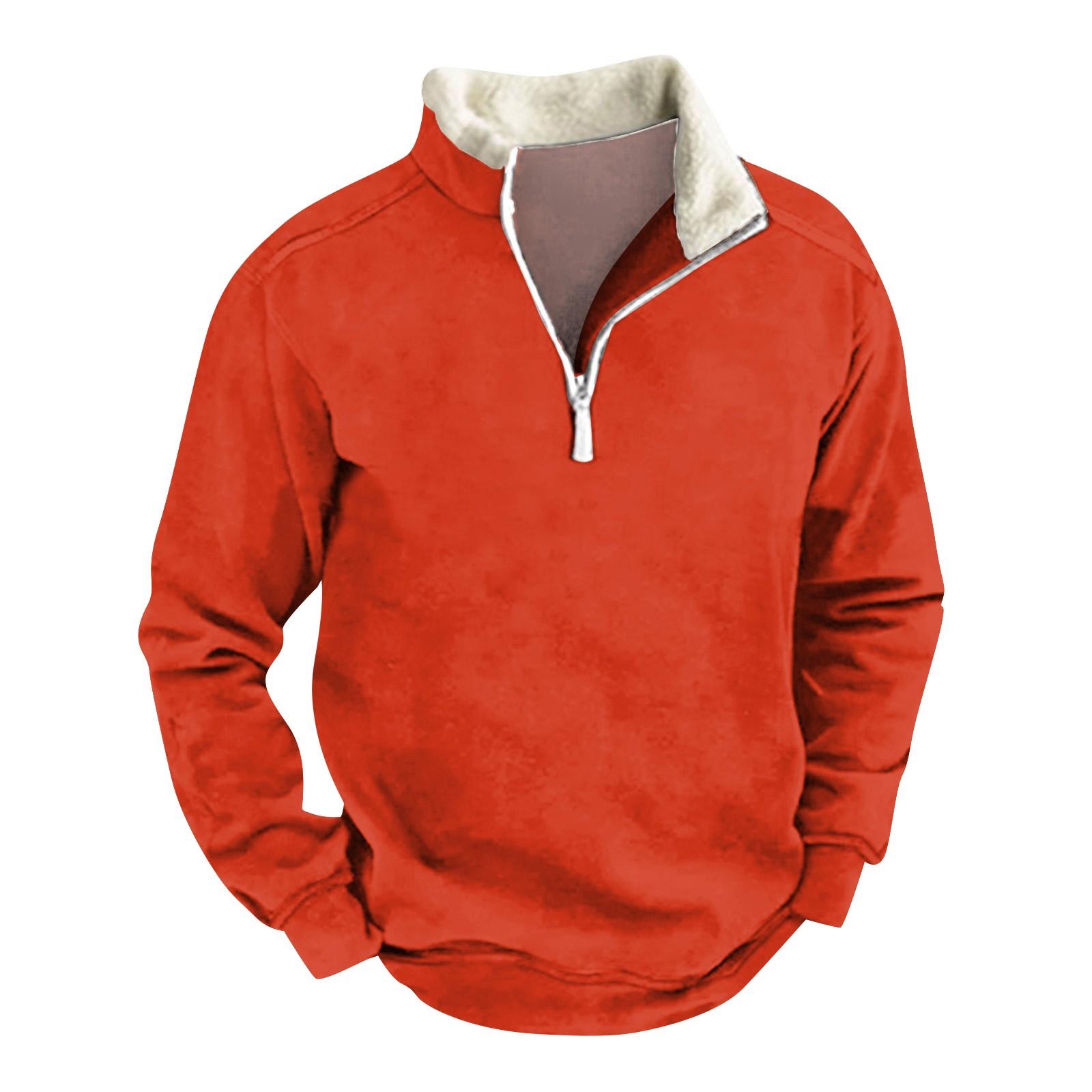 Wahaha123 Lente en herfst herensweatshirt met staande kraag is outdoor casual truien tops XL cinnaber