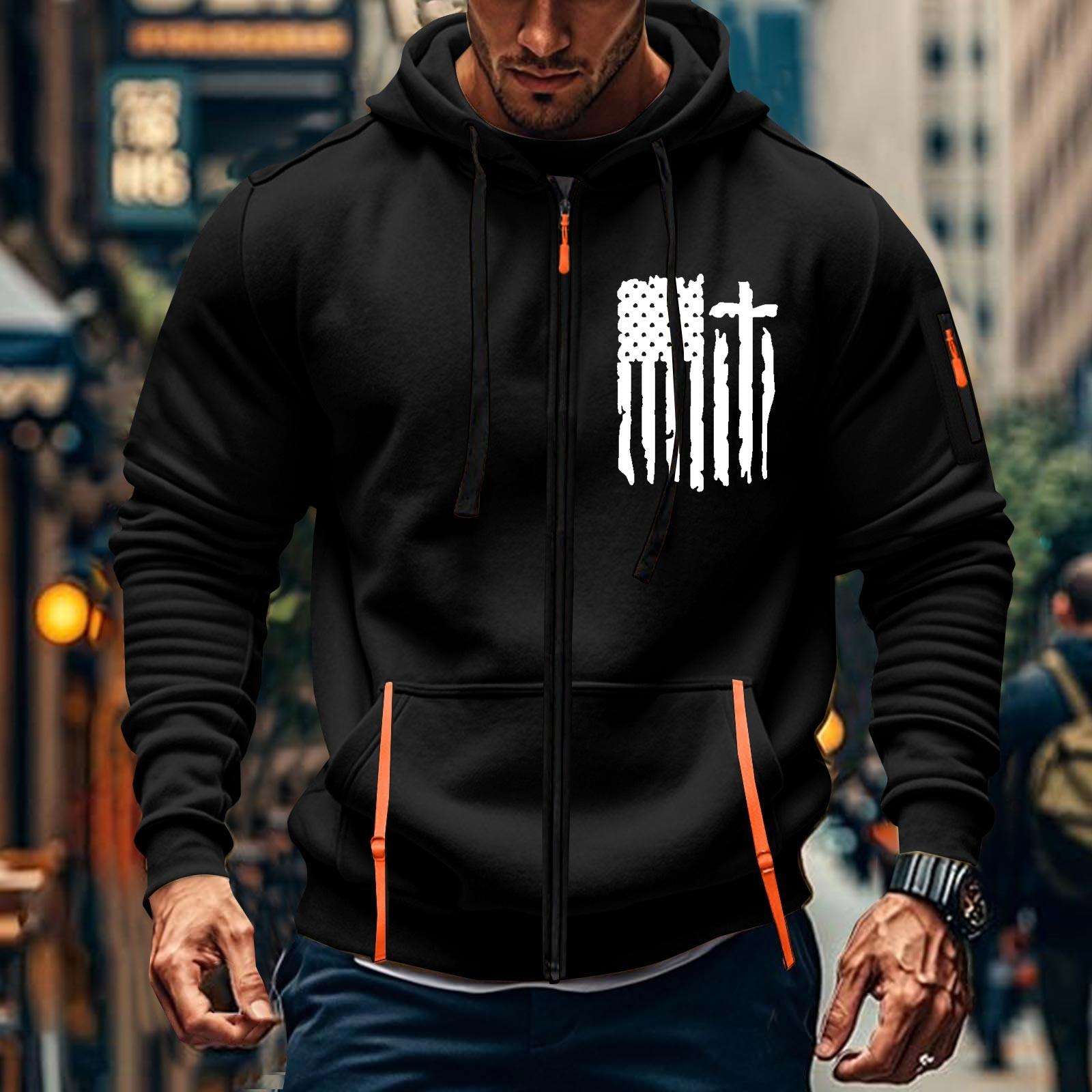 Timoduizhang Heren Sport Casual Hoodie Hoodie Cardigan Rits Multi-pocket Hoodie Jas XXXL zwart