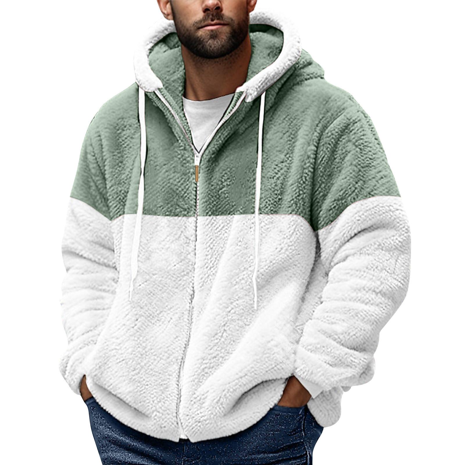 Timoduizhang Heren Winter Rits Capuchon Fleece Sweatshirt Met Opgestikte Zak Casual Jack M