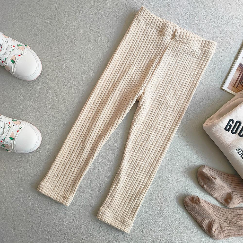 QEENRAAN Kinderen faux kasjmier broek lente herfst meisjes katoenen legging met schroefdraad voor meisje stretch strakke broek effen kleur streepbroek 140