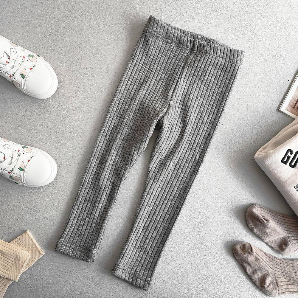 QEENRAAN Kinderen faux kasjmier broek lente herfst meisjes katoenen legging met schroefdraad voor meisje stretch strakke broek effen kleur streepbroek 90 grijze kleur