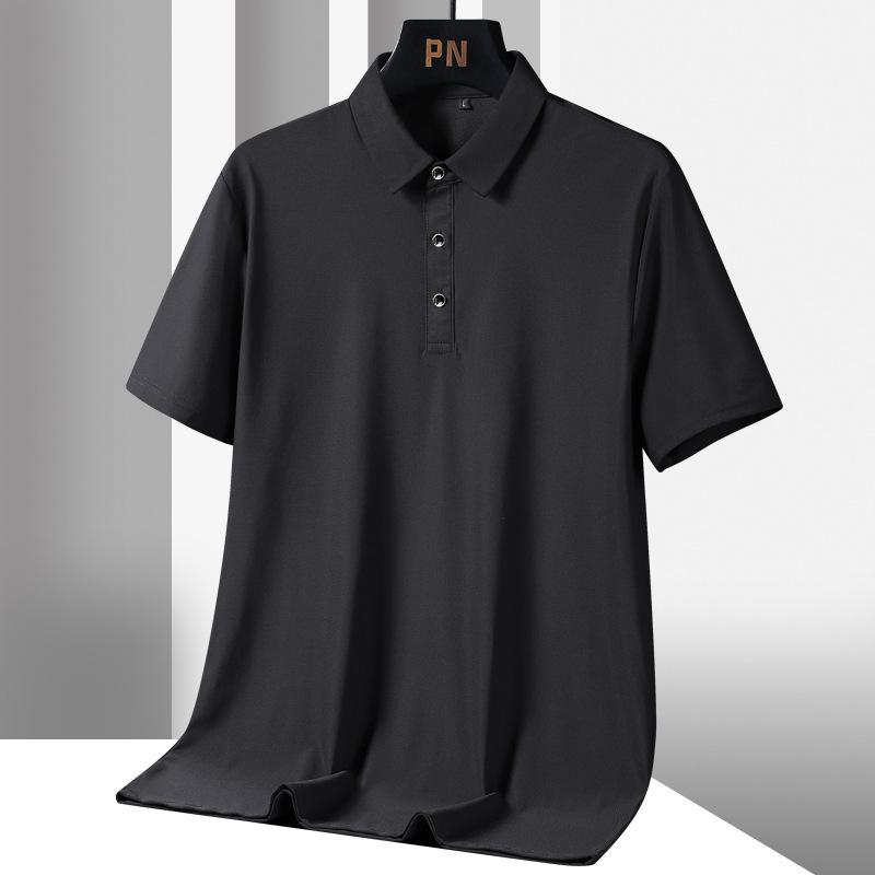 Plus Size Men Clothing IJszijden poloshirt Heren, groot dun T-shirt met korte mouwen, cool, ontspannen T-shirt met polohals en halve mouwen, effen kleur 9XL