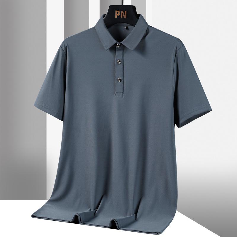 Plus Size Men Clothing IJszijden poloshirt Heren, groot dun T-shirt met korte mouwen, cool, ontspannen T-shirt met polohals en halve mouwen, effen kleur 9XL