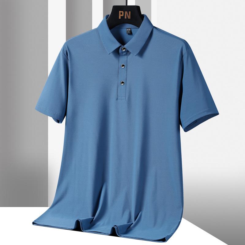 Plus Size Men Clothing IJszijden poloshirt Heren, groot dun T-shirt met korte mouwen, cool, ontspannen T-shirt met polohals en halve mouwen, effen kleur 9XL