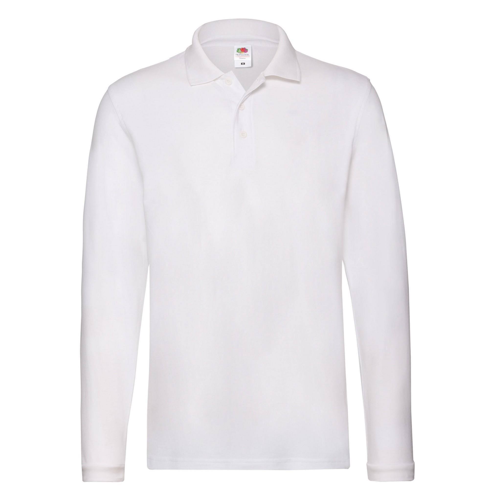 Fruit Of The Loom Mens Cotton Pique Long-Sleeved Polo Shirt S