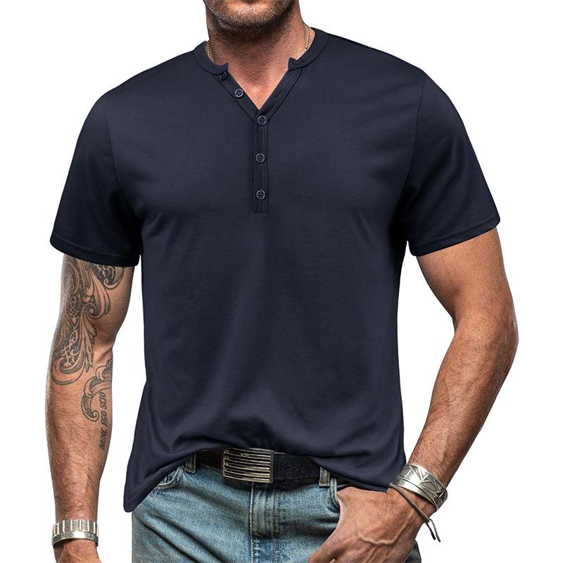Phoca largha Heren korte mouwen Henley shirts Zomer knoop T-shirts Casual Basic Tee Soild T-shirts Zachte comfortabele tops Klassieke atletische pasvorm T-shirt voor heren XXL