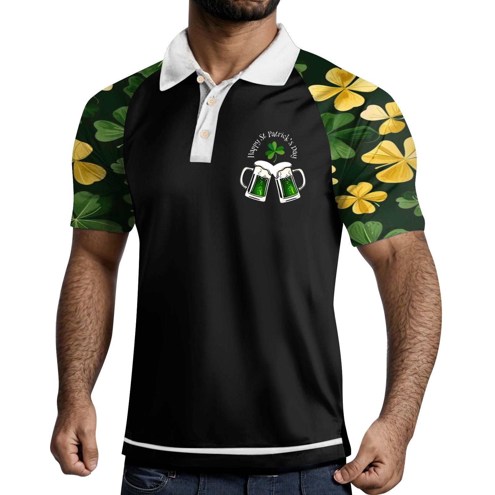 Hong Hollyland Golfshirt voor heren Casual Sport V-hals Geribbelde kraag Korte mouw Mode Casual Effen Kleur Effen Lente en zomer Normale pasvorm L zwart