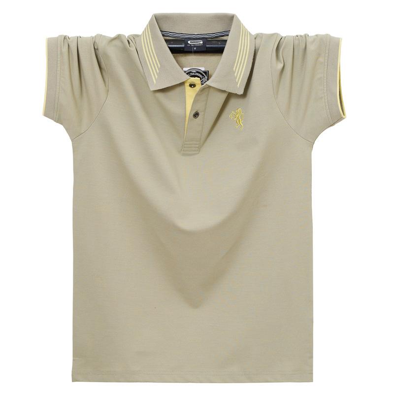 Phoca largha Heren zomer T-shirt in grote maten, los en comfortabel T-shirt, heren werkkatoenen poloshirt met korte mouwen, ritskraag en ademend T-shirt 5XL olijf