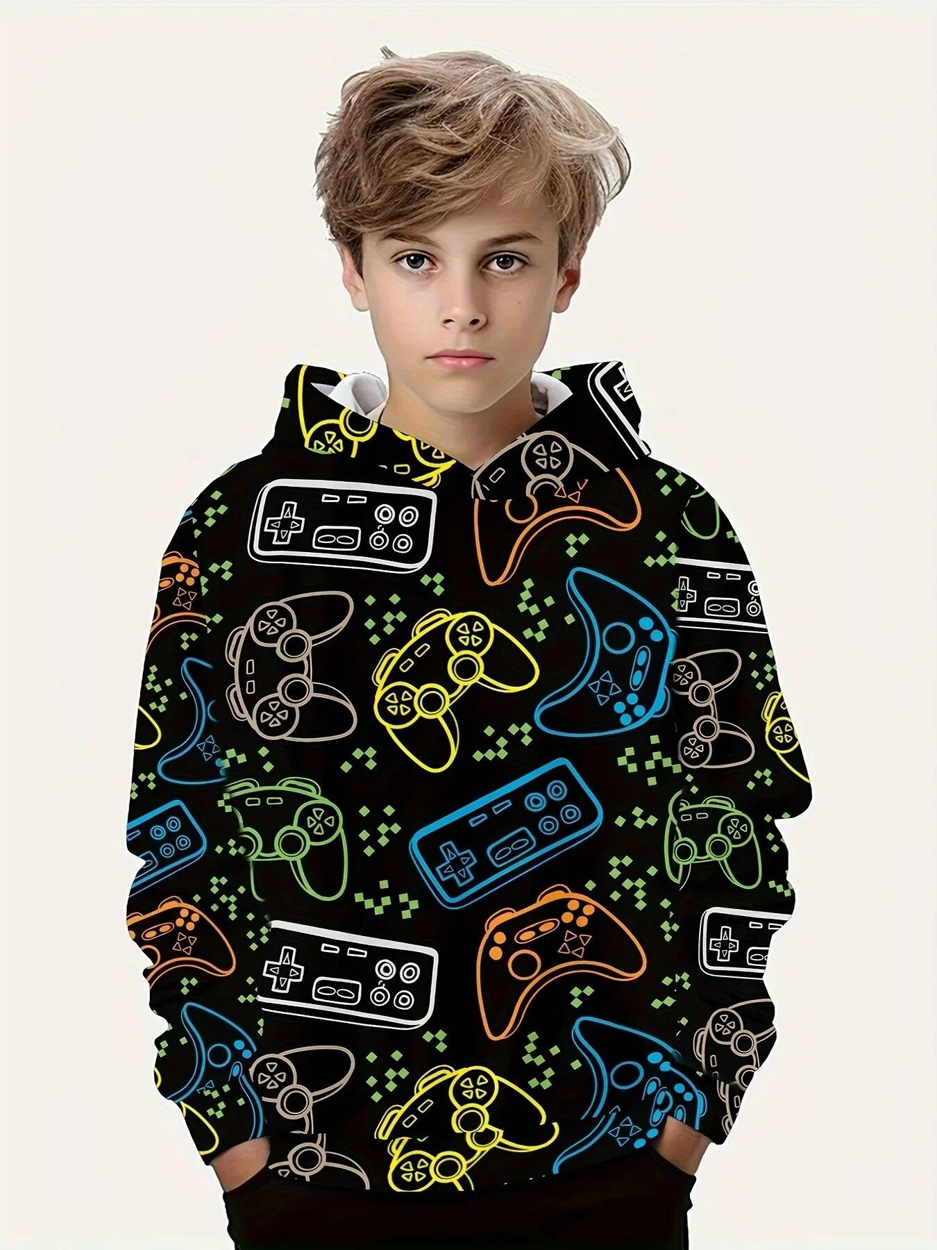 ETST 07 Gamepad Hoodies Jongenskleding 3-14 Jaar Kinderen Hoodie Jongens Tops Lange Mouwen Sweatshirt Kindermode Kinderkleding 140