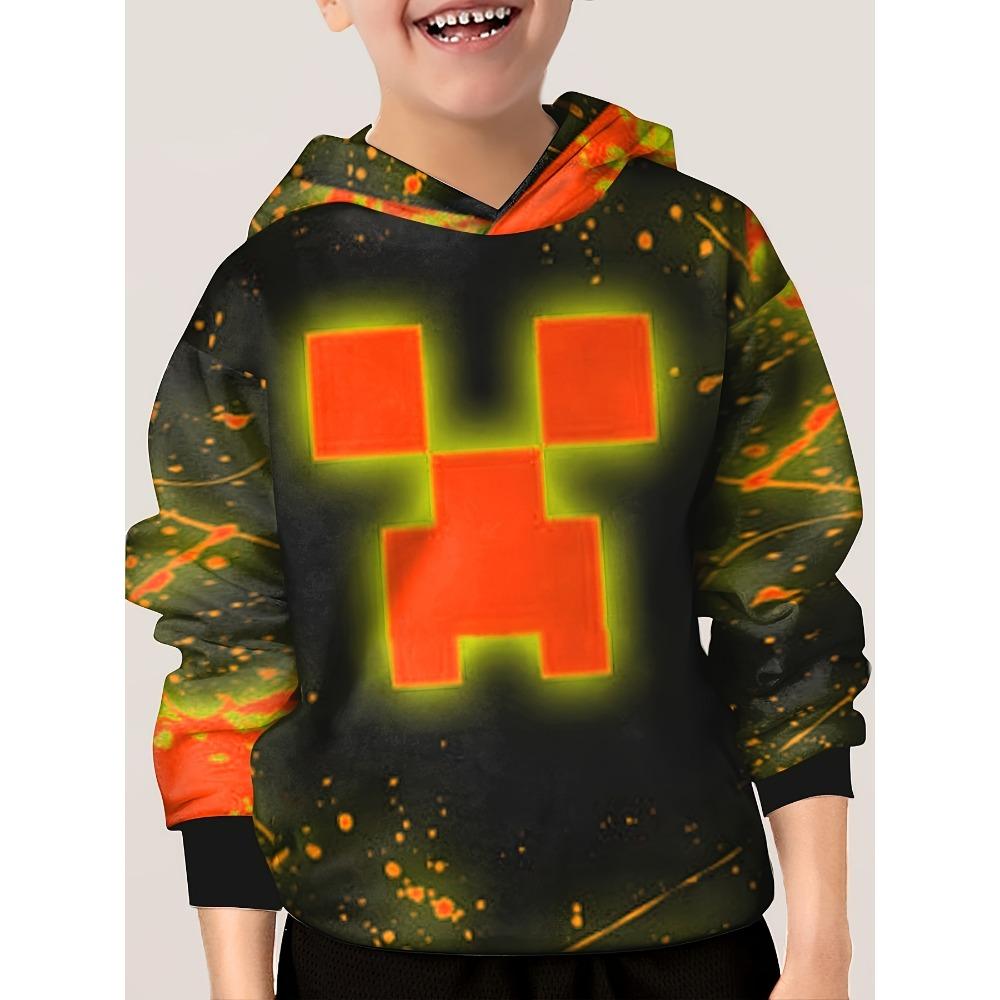 Etst 003 Nieuwe Glowing Face Print Kids Hoodie Unisex Pullover Casual Hooded Lange Mouw Top Meisjes & Jongens Outdoor Kleding Voor Lente Herfst 110cm