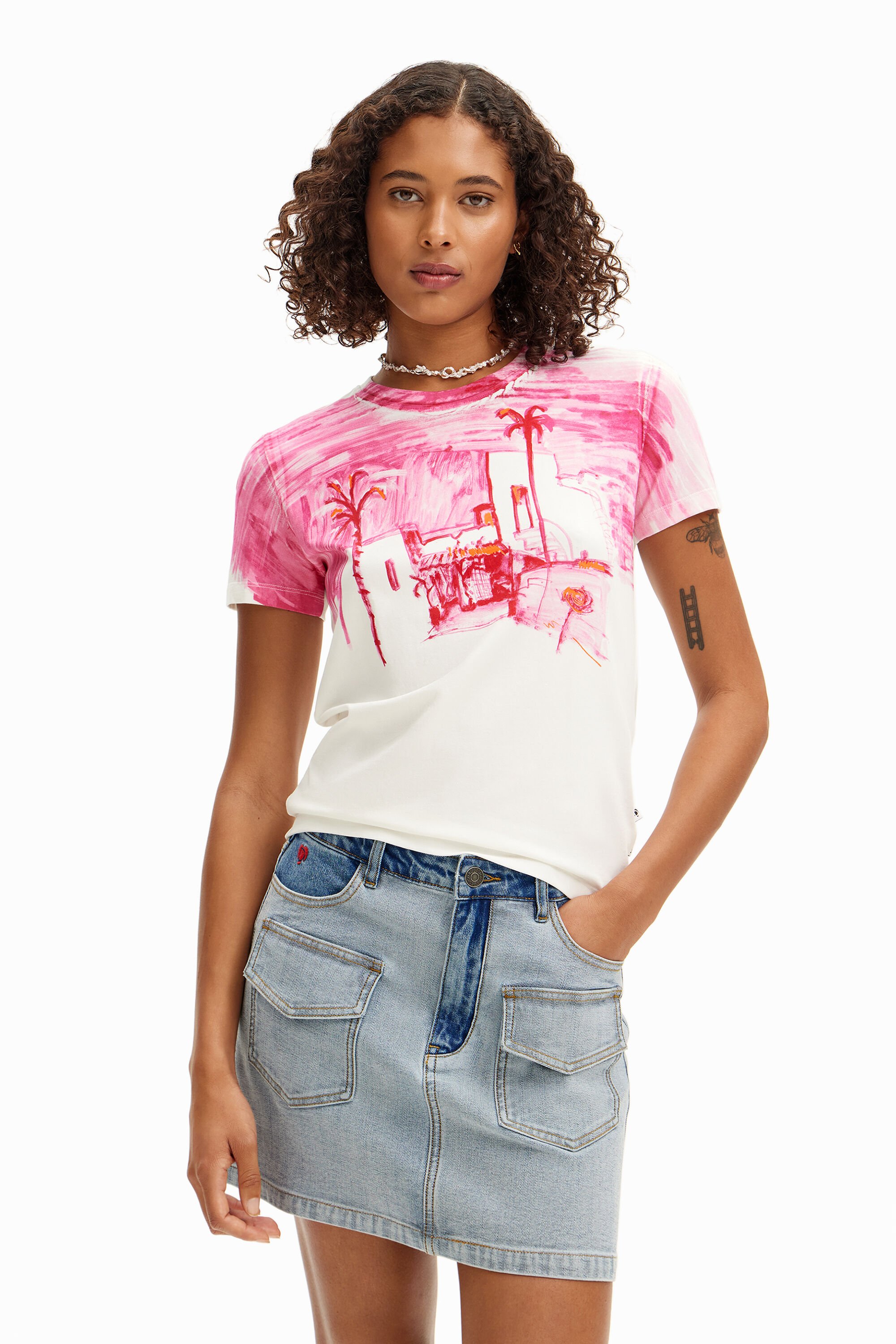 Desigual T-shirt mediterraan landschap - RED