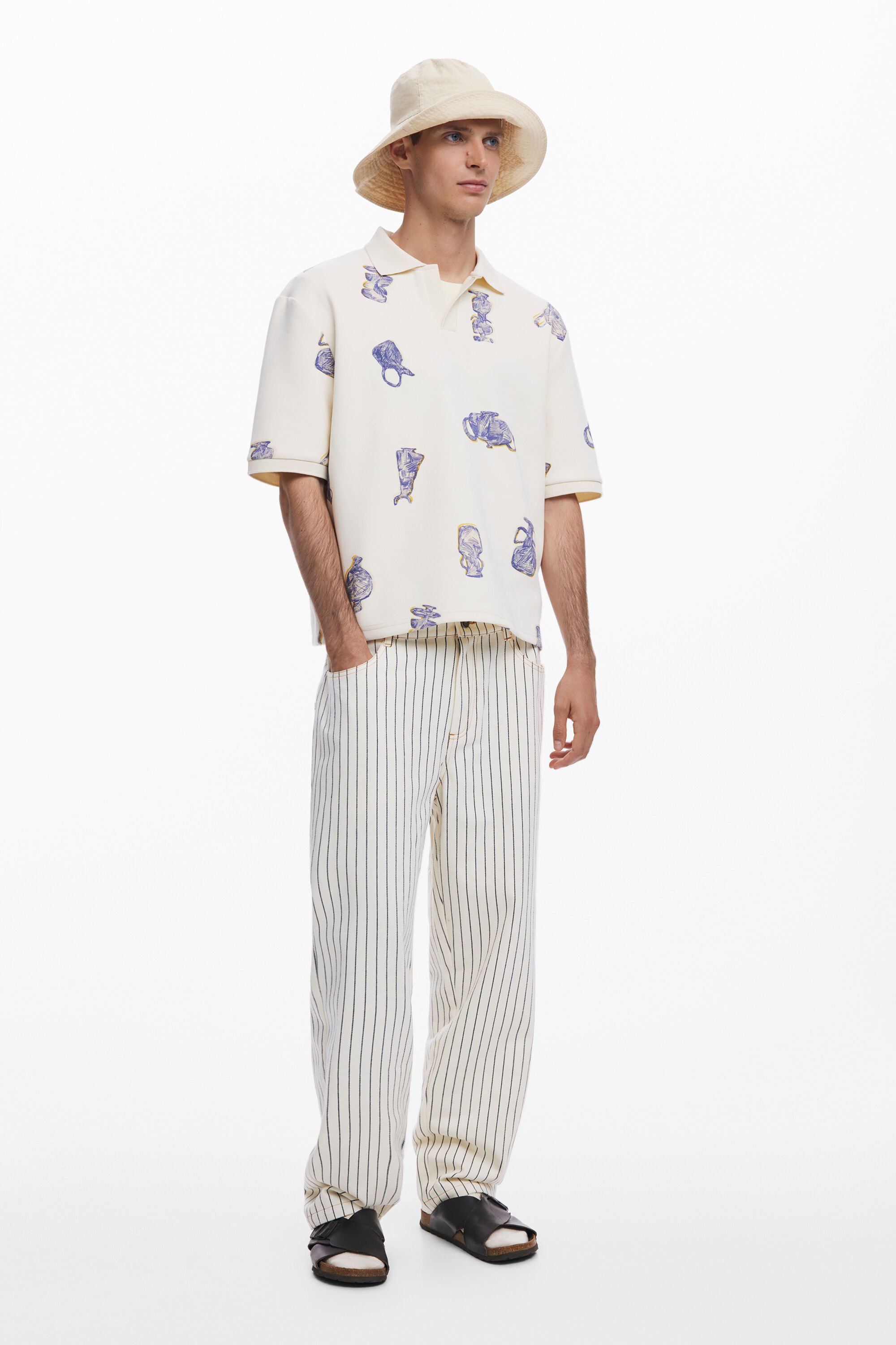 Desigual Broek met verticale strepen - WHITE