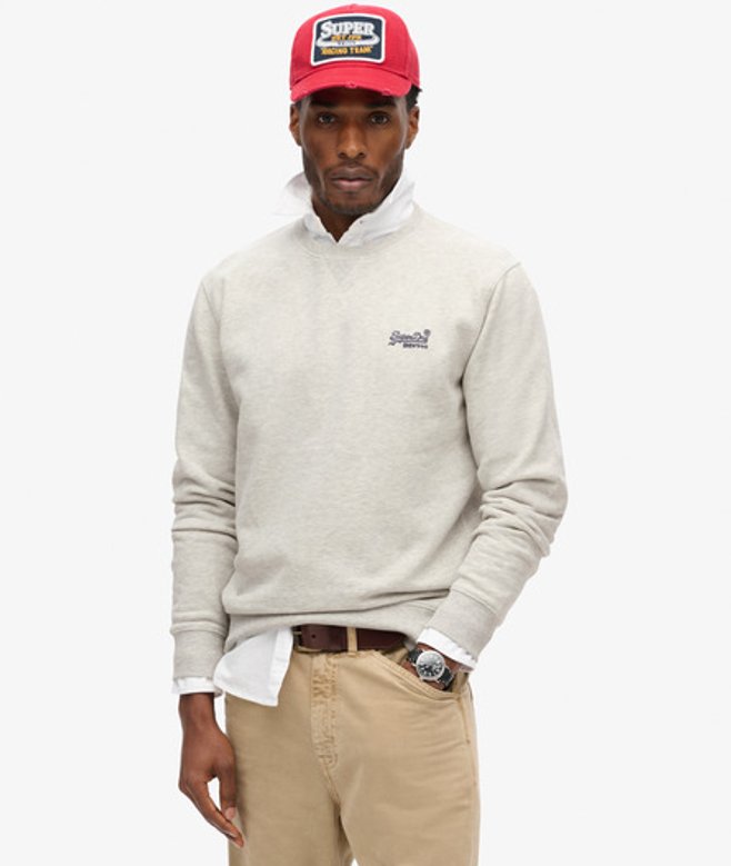 Superdry Essential Logo Sweatshirt met Ronde Hals Lichtgrijs