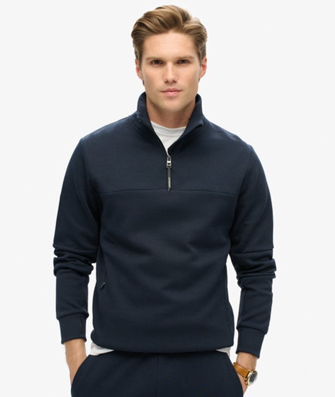 Superdry Tech Sweatshirt met Halve Rits en Losse Pasvorm Blauw