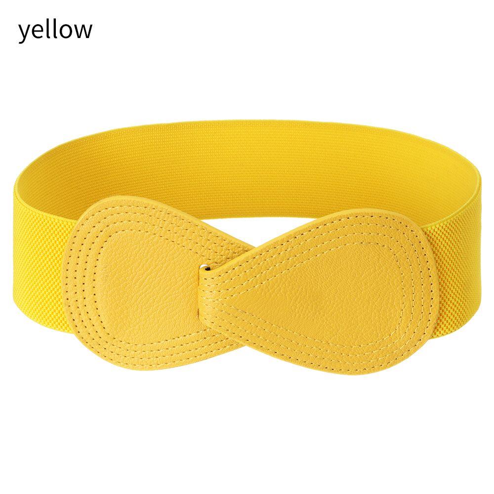 Shenjun Mode Vrouwen Brede Haak Prachtige Taille Riemen Tailleband Strik Tailleband Elastische Riemen geel