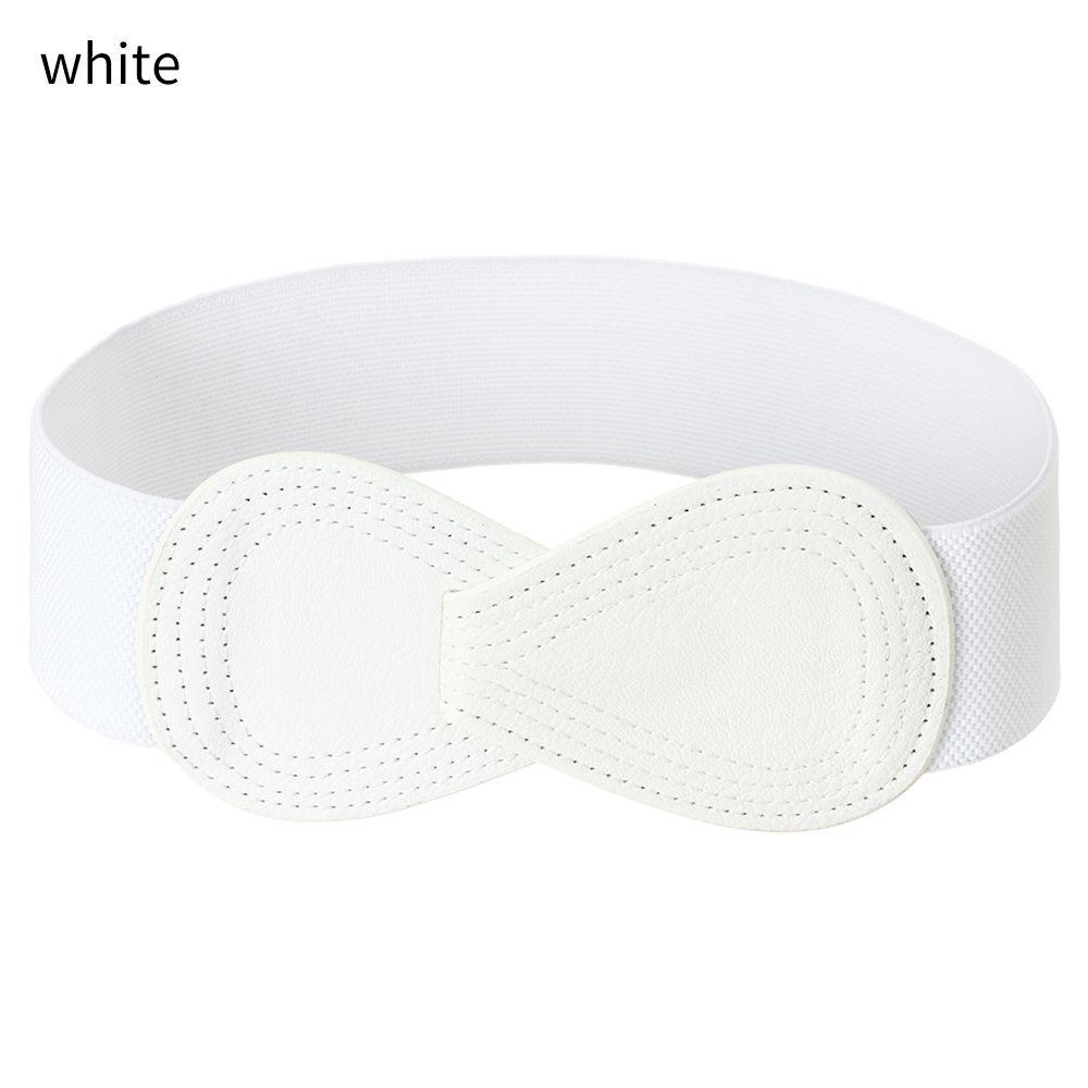 Shenjun Mode Vrouwen Brede Haak Prachtige Taille Riemen Tailleband Strik Tailleband Elastische Riemen wit
