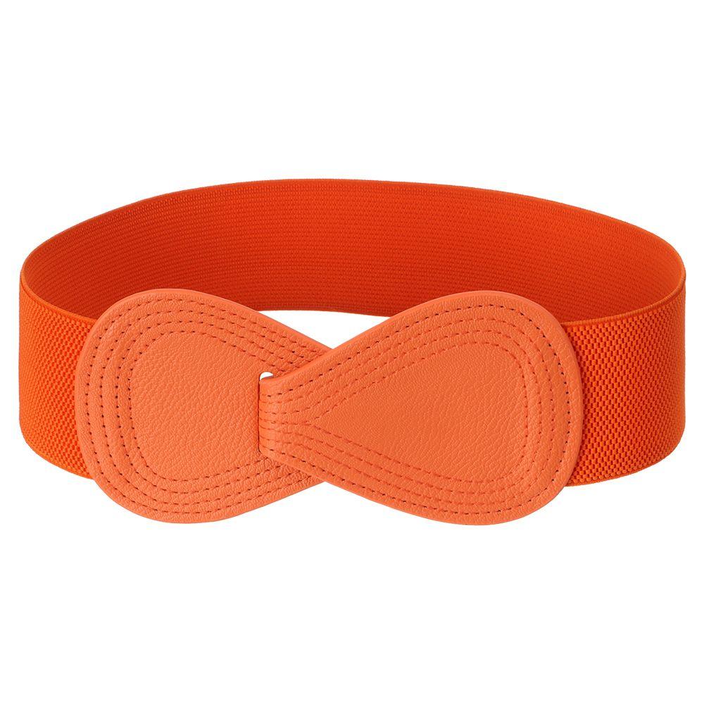 Shenjun Mode Vrouwen Brede Haak Prachtige Taille Riemen Tailleband Strik Tailleband Elastische Riemen oranje