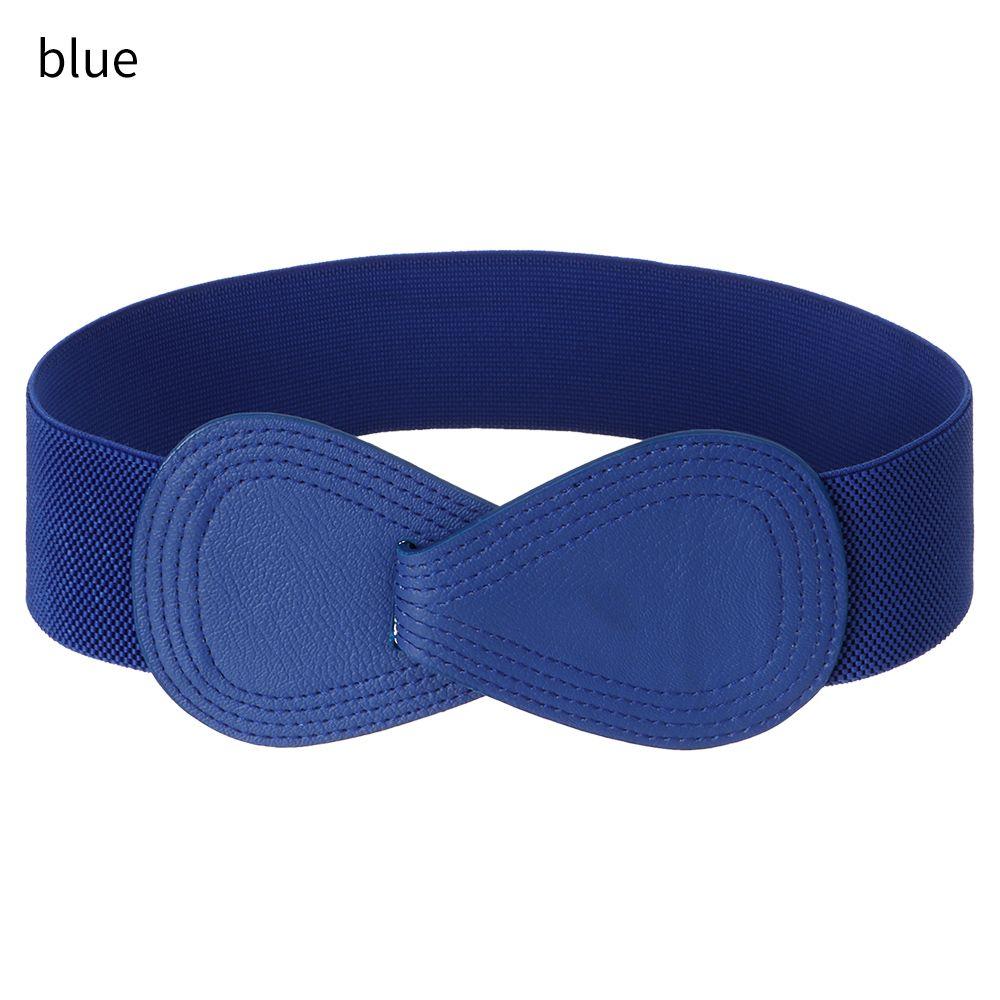 Shenjun Mode Vrouwen Brede Haak Prachtige Taille Riemen Tailleband Strik Tailleband Elastische Riemen blauw