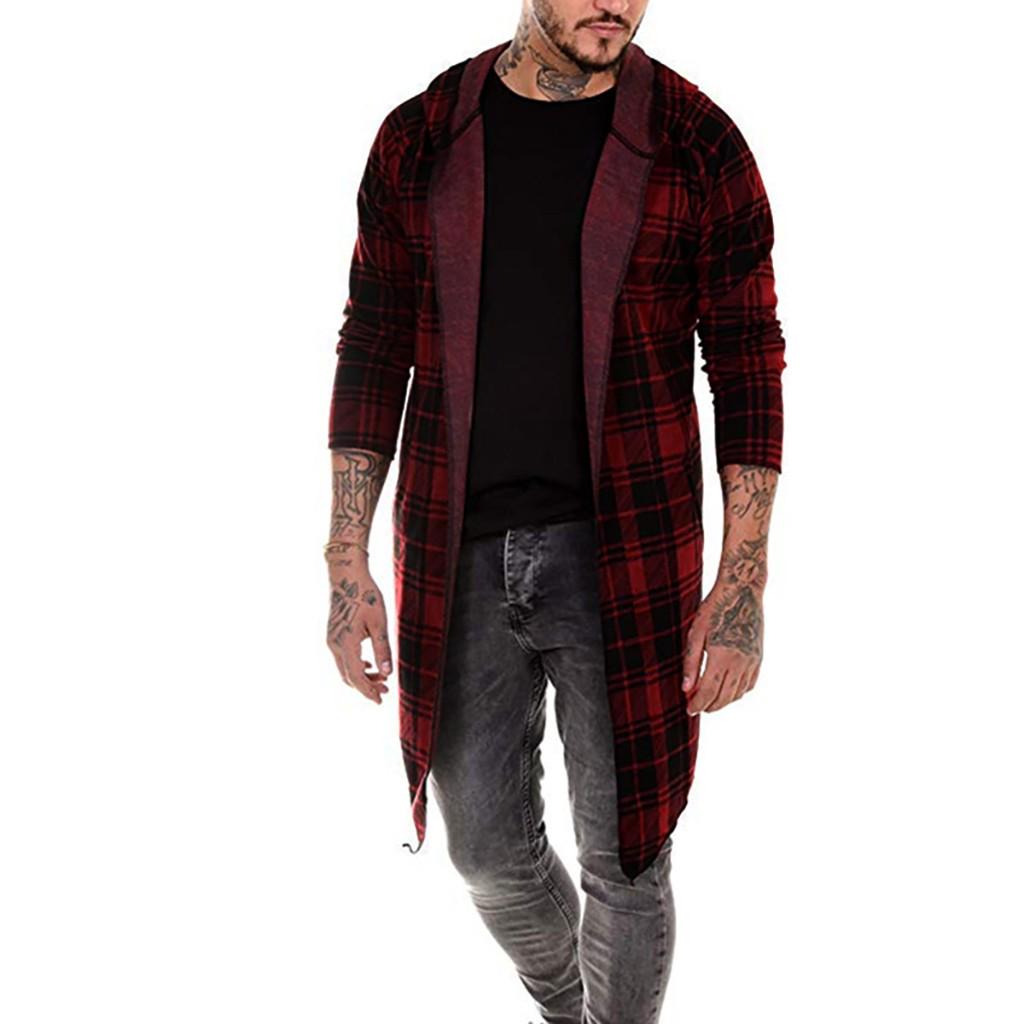 Ximalaya Ramidos Heren Splicing Hooded Solid Trenchcoat Jas Cardigan Lange Mouw Buitenkleding Blouse XXXL rood