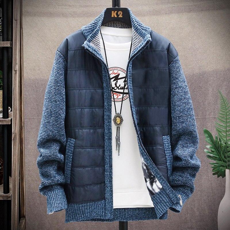 MJ-Fashion Herfst Koreaanse O-hals Heren Truien Met Dikke En Fluwelen Heren Vest Gebreide Sweaterjassen Effen Jas Mannelijke M-3XL XXXL